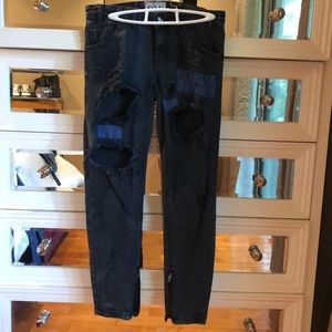 one teaspoon black jeans with blue patches